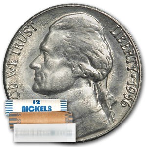 1956-D Jefferson Nickel 40-Coin Roll BU 1956-D Jefferson Nickel 40-Coin Roll BU